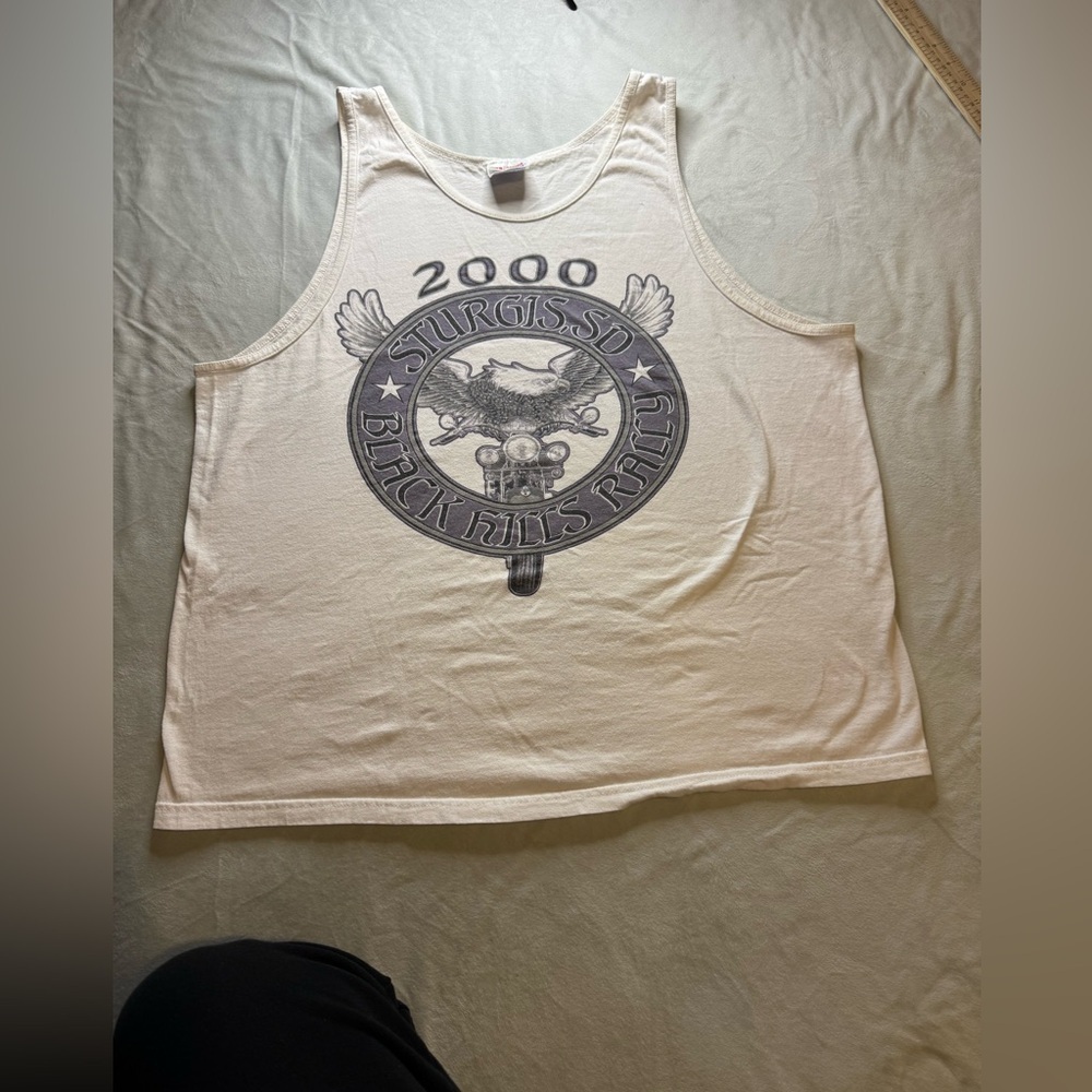 Hanes Heavyweight White Cotton Tee vintage sturgis